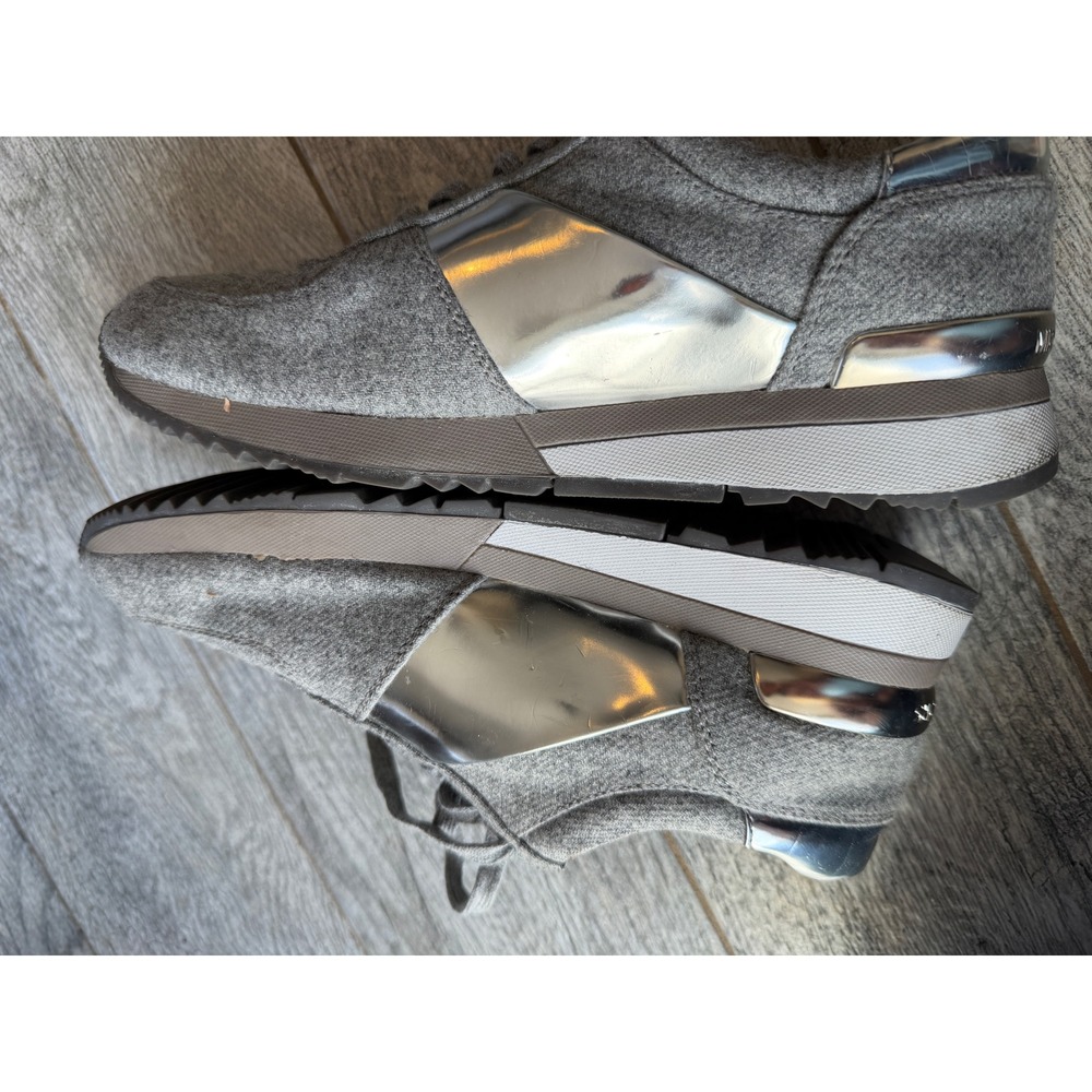 Michael Kors Sneakers Allie Pearl Shoes 9.5 Silver HL16F Fashion Trainers Grey - Picture 8 of 8